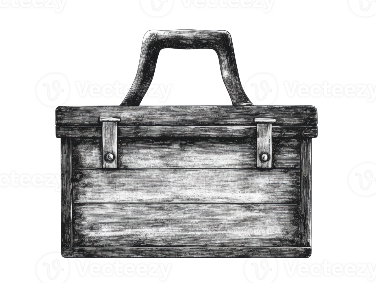 Vintage wooden toolbox for craft projects and repairs png