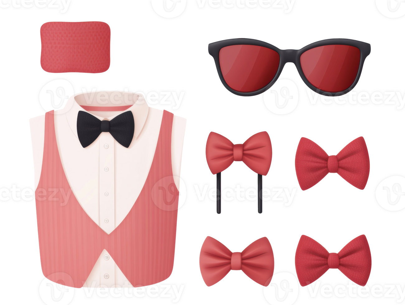 Elegant red vest and accessories for formal occasions design png