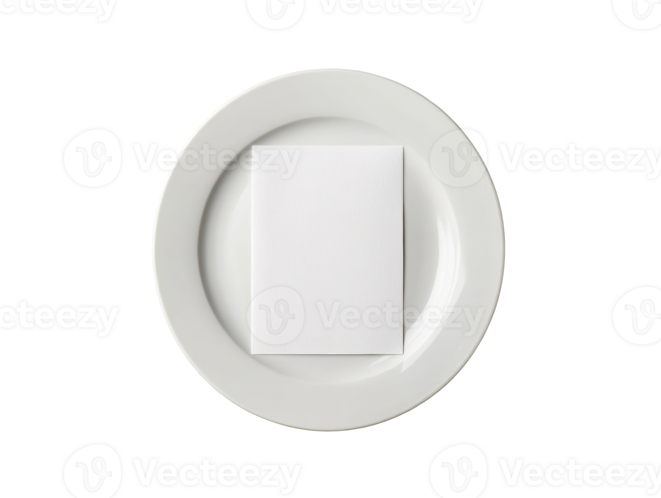 Elegant dining setting featuring a blank card on a white plate png