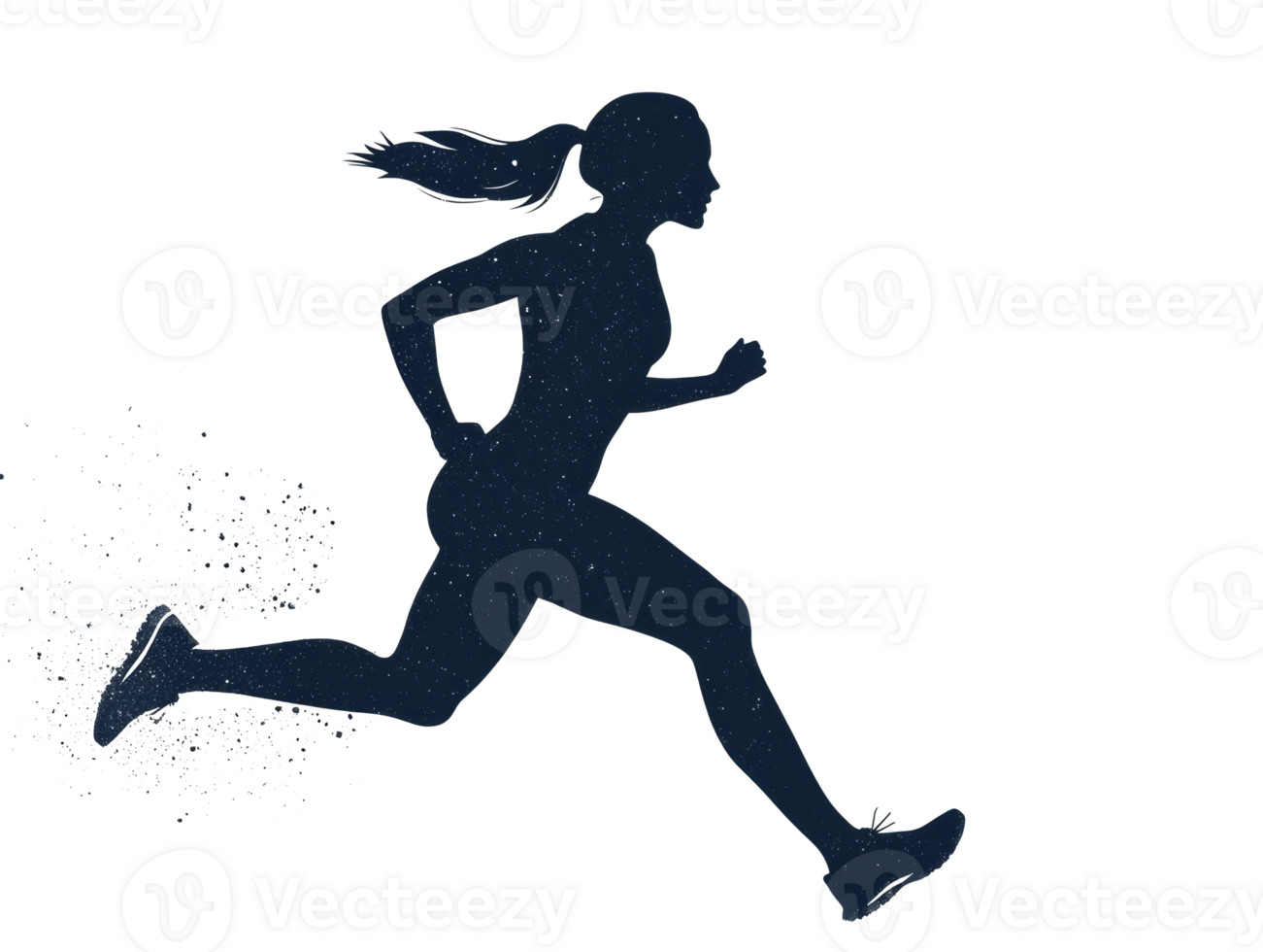 Dynamic silhouette of a woman running for fitness and health png