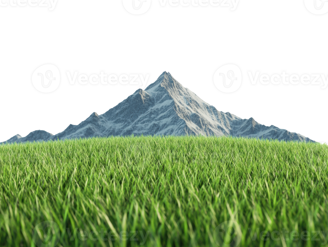 Majestic mountain rises above lush grassy field in clear sky png