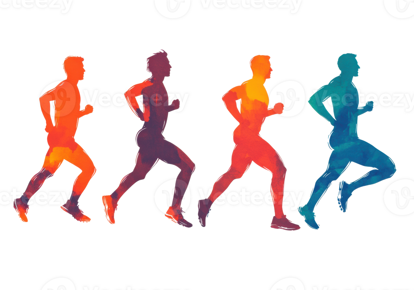 Dynamic human running progression in vibrant colors for design use png