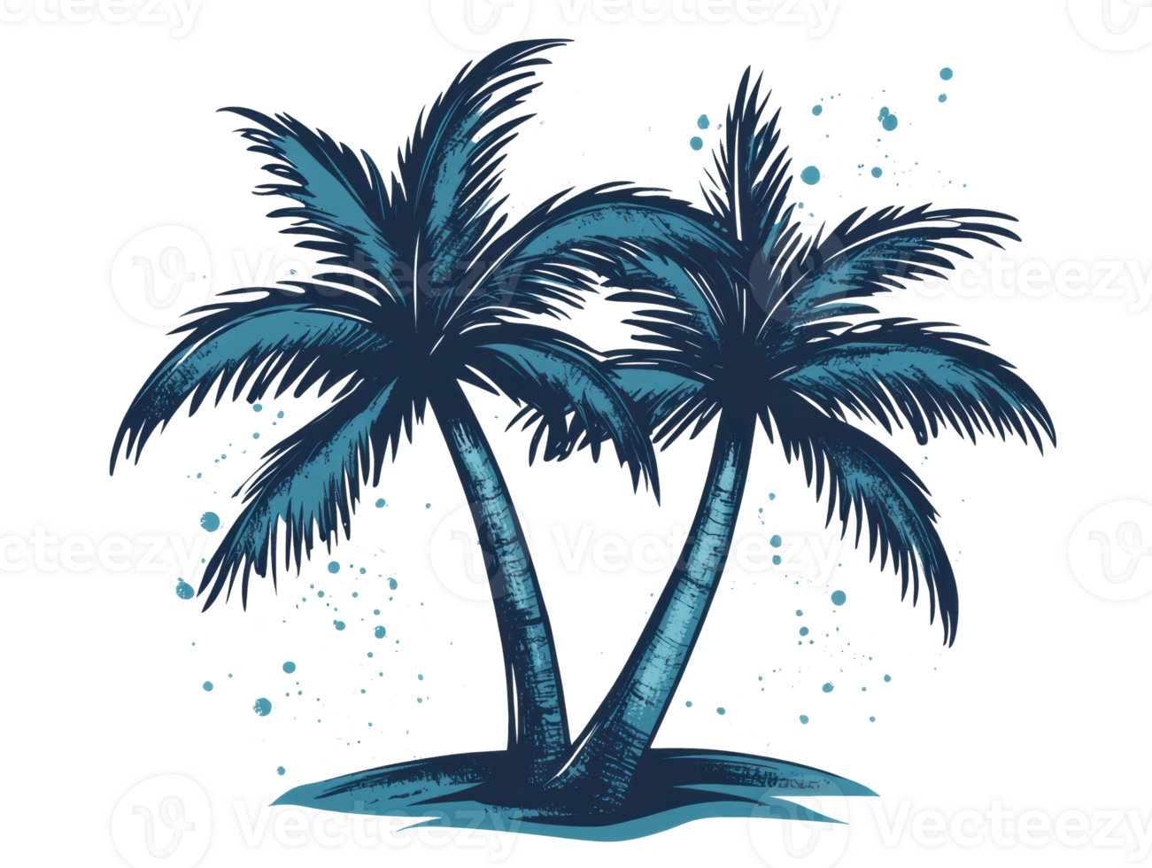 Tropical paradise with palm trees in a serene coastal setting png