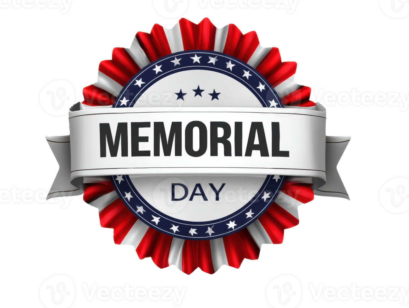 Memorial Day celebration badge with red and blue elements and stars png