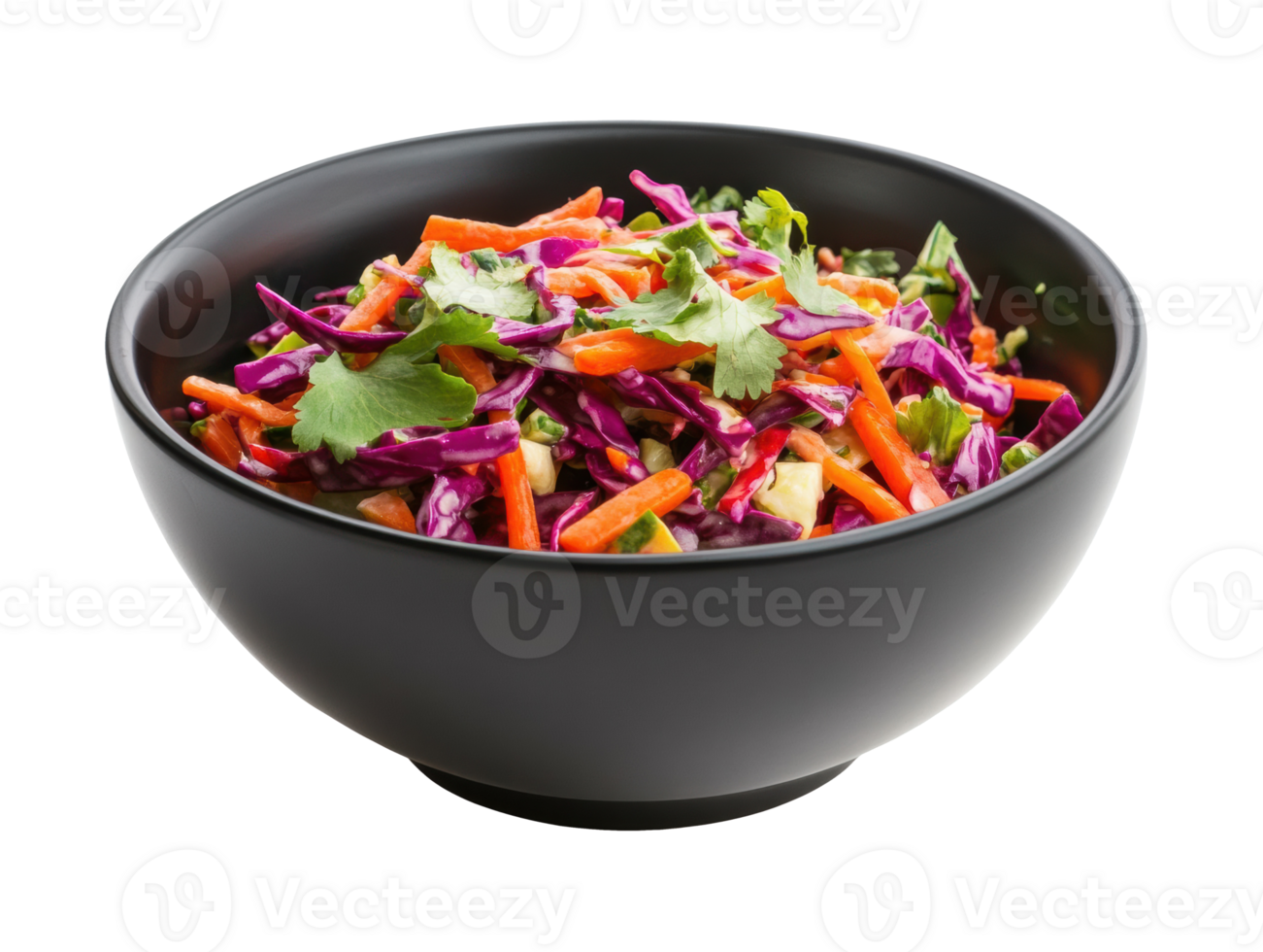 Fresh and vibrant cabbage salad with carrots and cilantro mix png