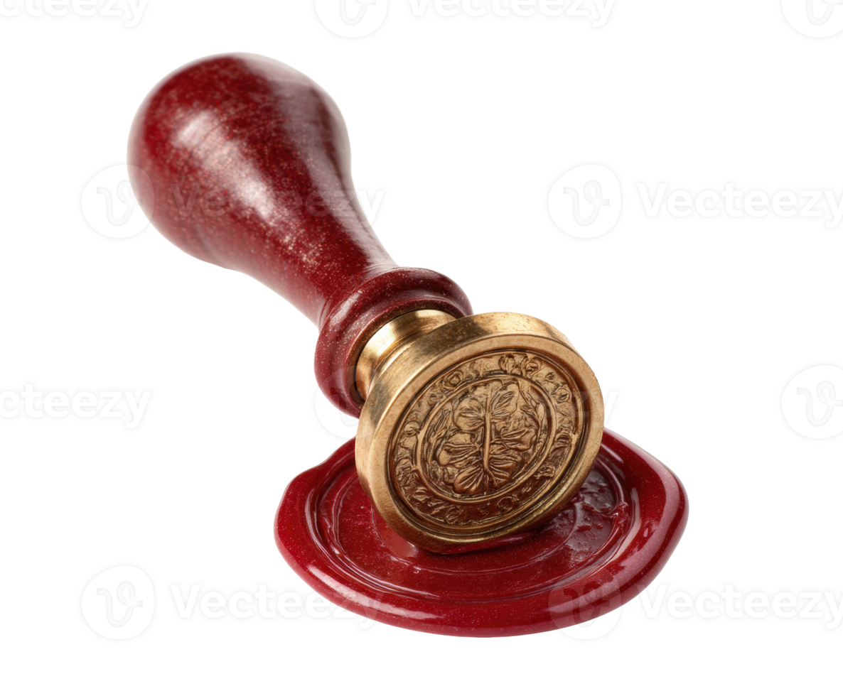 Elegant wax seal stamp with red wax impression for invitations png