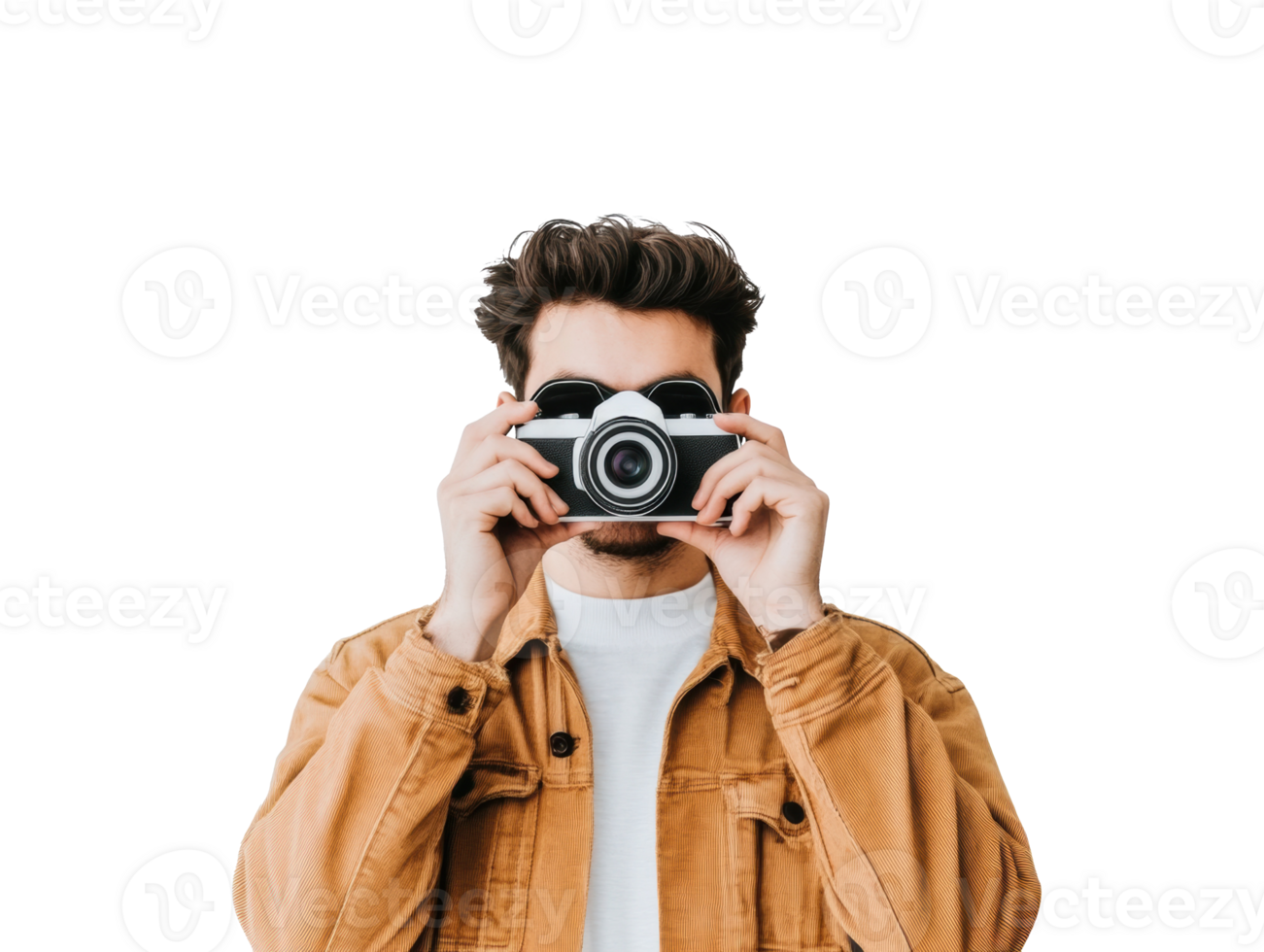 Capturing moments with a classic camera and stylish attire for design png