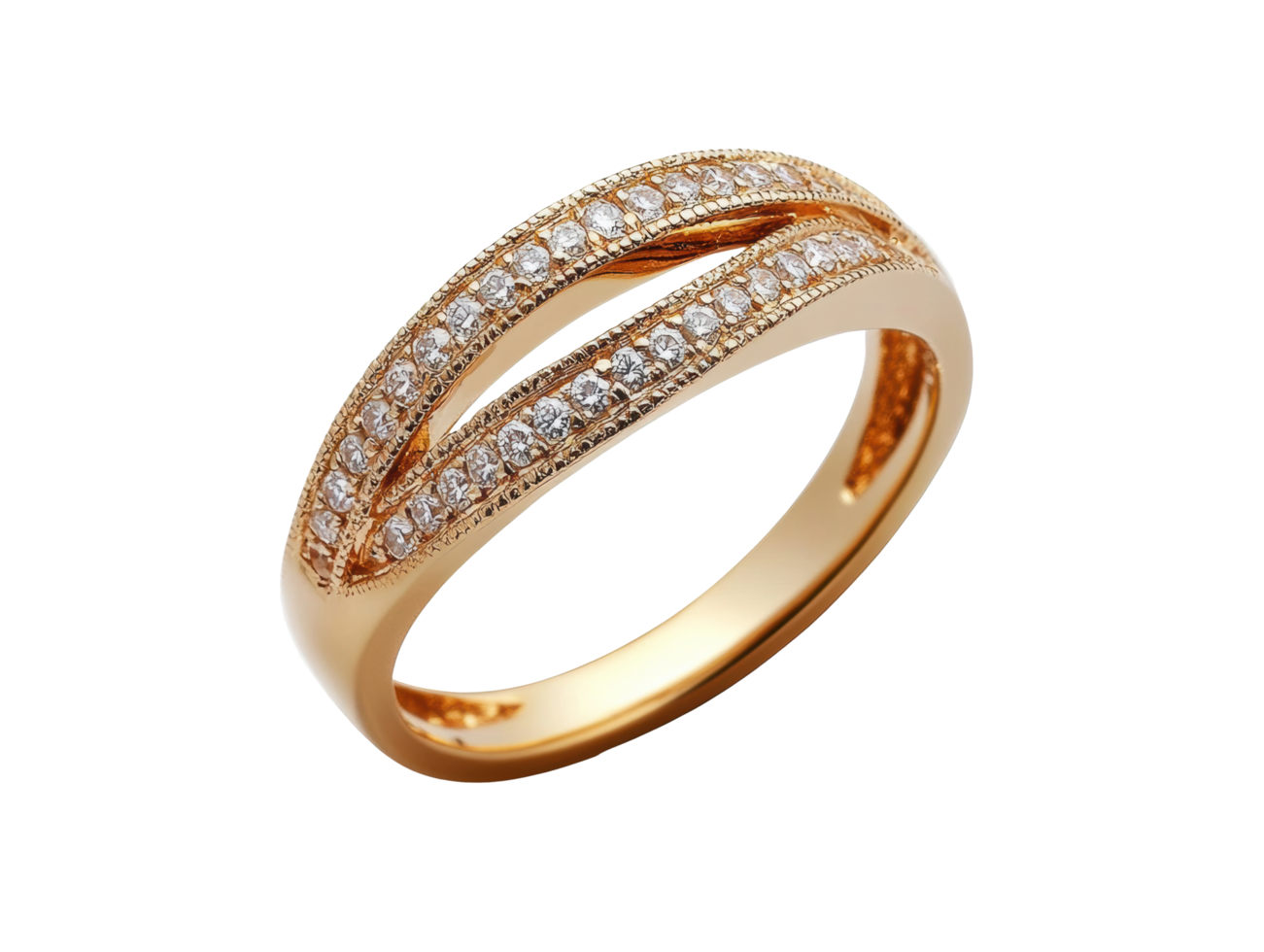 Elegant gold ring with sparkling diamonds for special events png