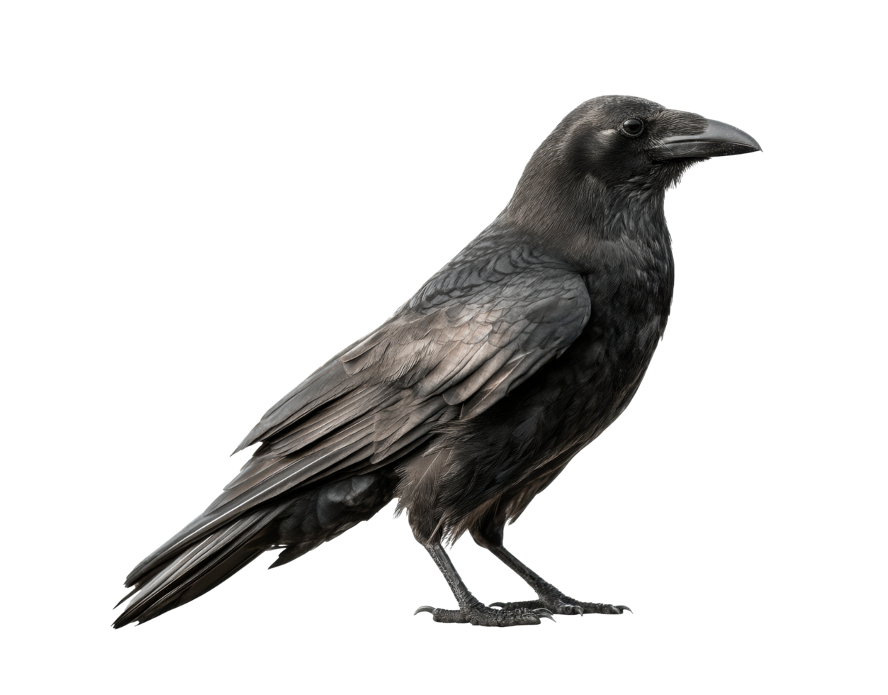 Majestic raven perched on a branch during twilight hours png