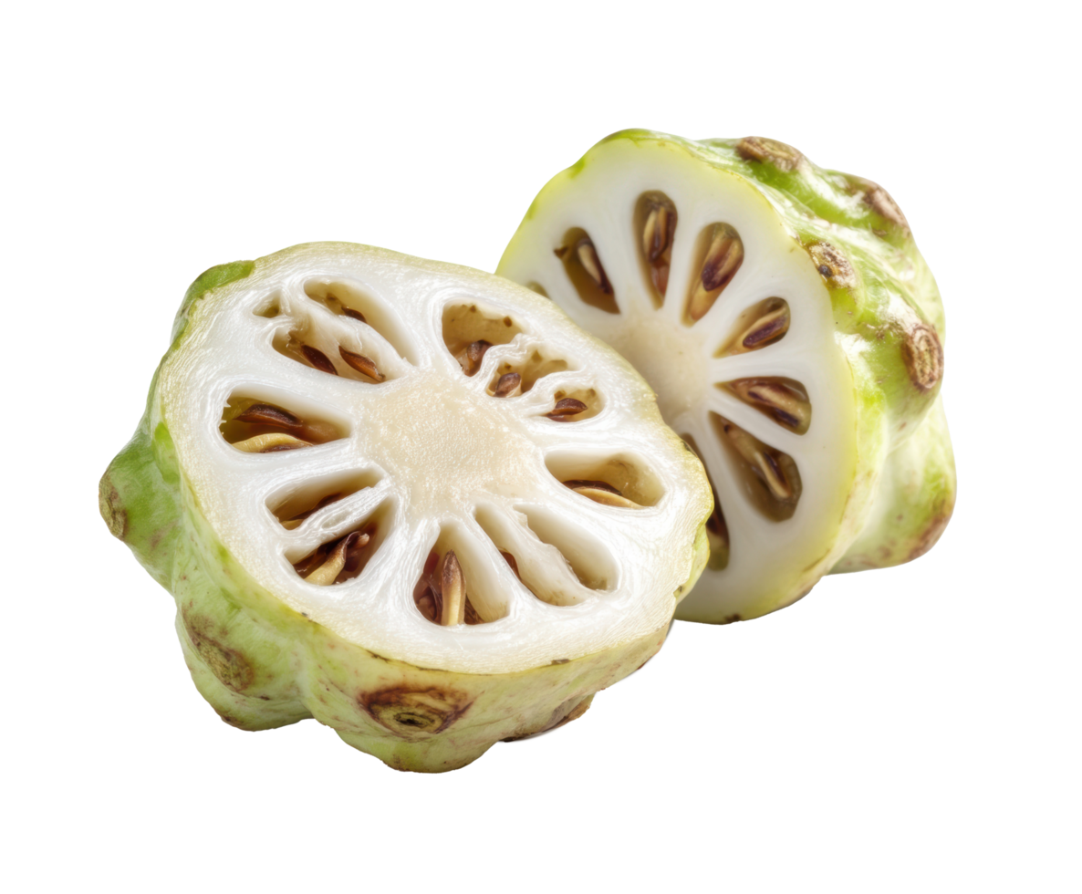 Sliced cherimoya fruit showcasing unique texture and appearance png