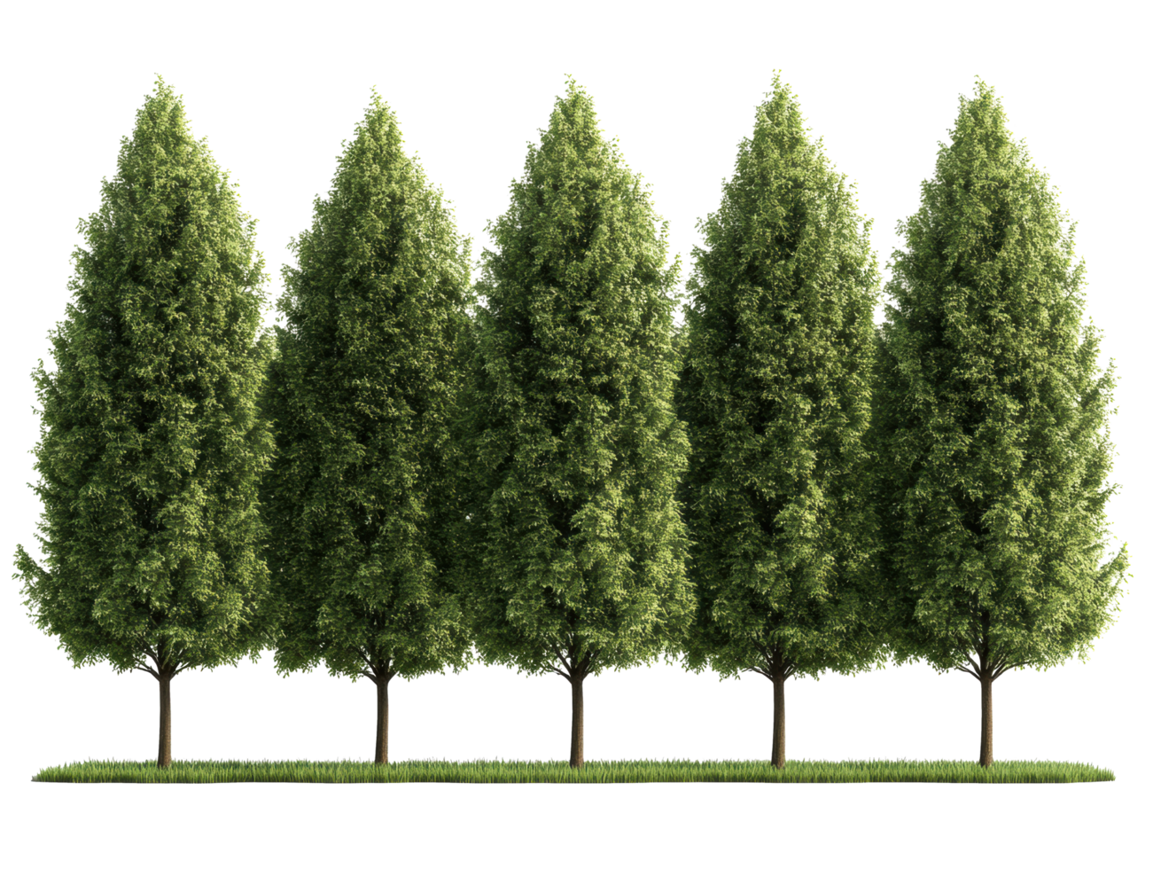 Lush greenery of coniferous trees in a landscaped garden setting png