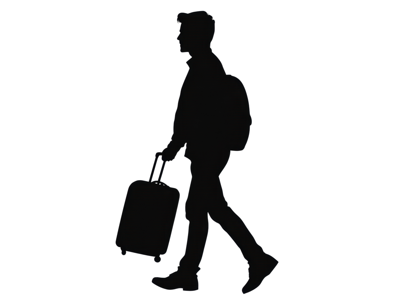 Traveler with suitcase and backpack exploring new places png