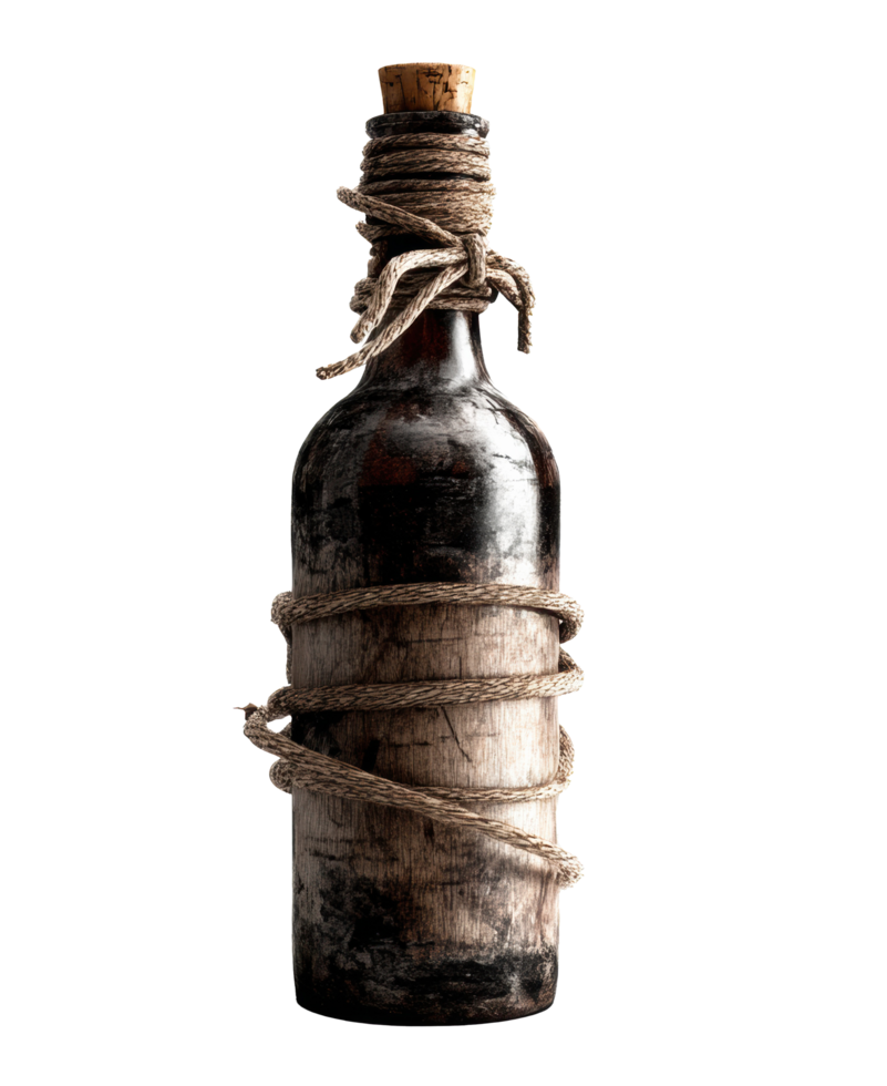 Rustic bottle wrapped in rope for home decor and rustic themes png