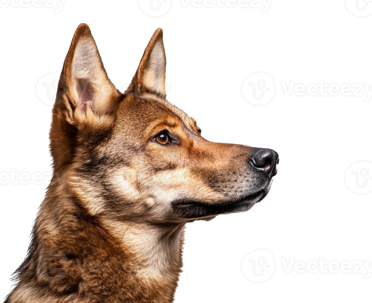 Majestic wolf looking to the side with sharp focus on features png