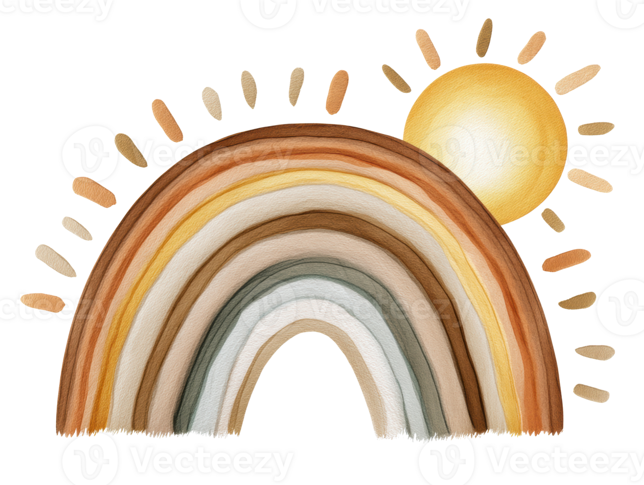Sunny rainbow with warm tones for home decor and design projects png