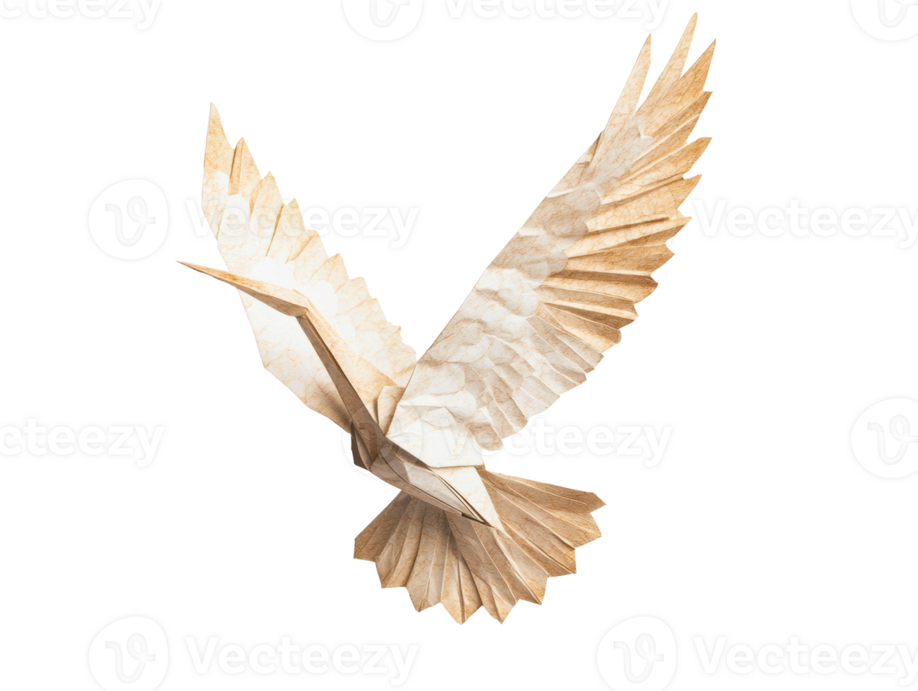 Elegant origami bird crafted from paper with intricate details png