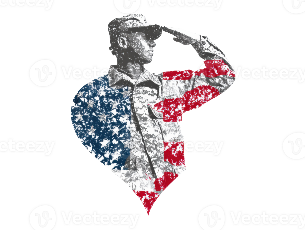 Saluting soldier with American flag design for patriotic themes png