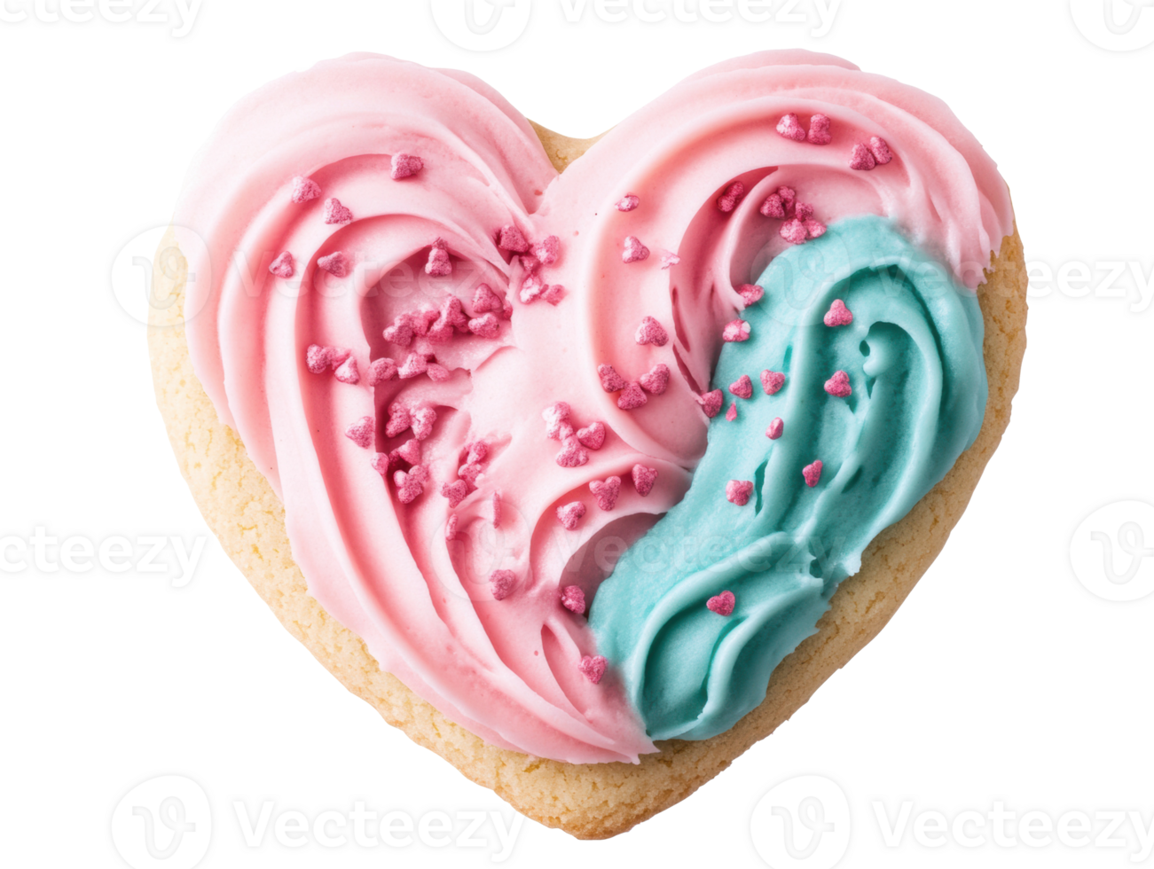 Heart shaped cookie with pink and blue icing for celebrations png