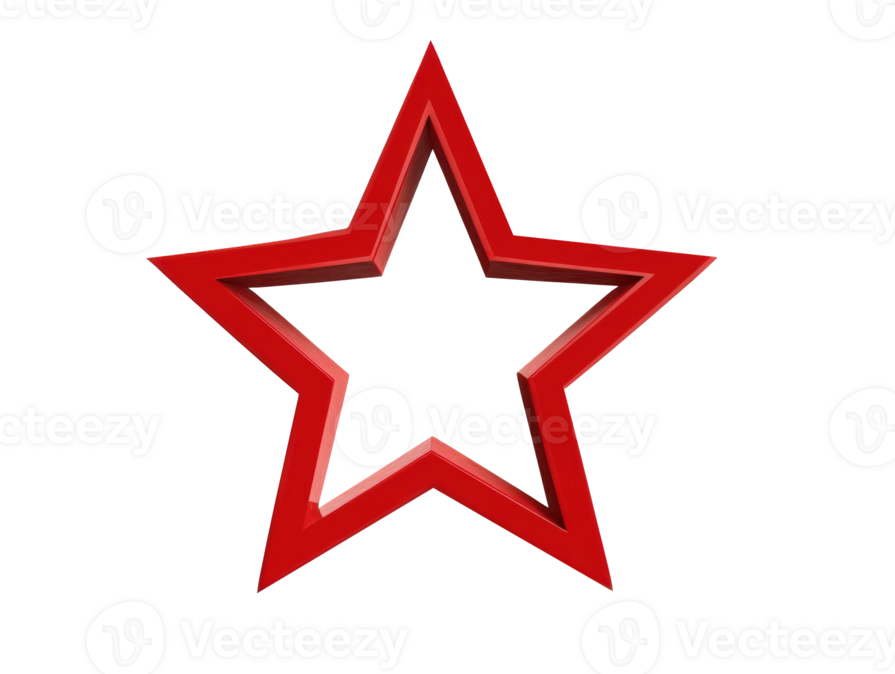Red five-pointed star shape for various design applications png