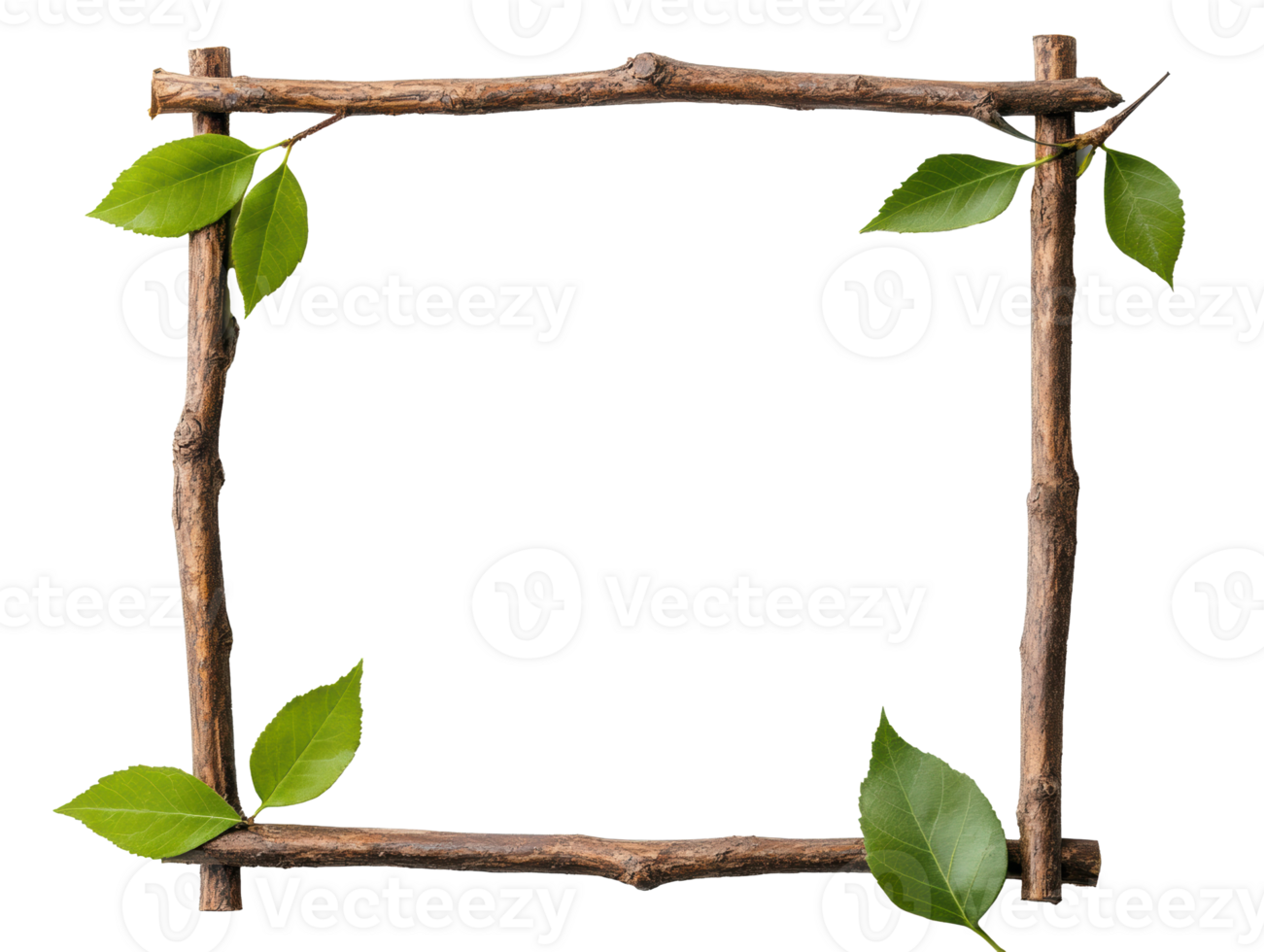 Natural frame with leaves and twigs for creative designs and crafts png