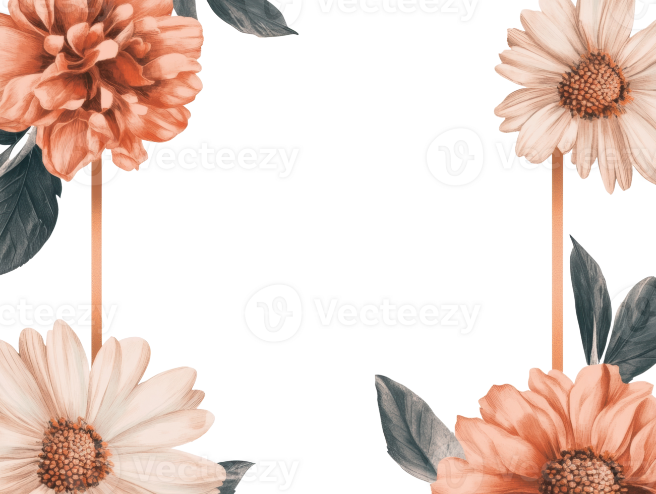 Floral frame design for greeting cards and invitations png