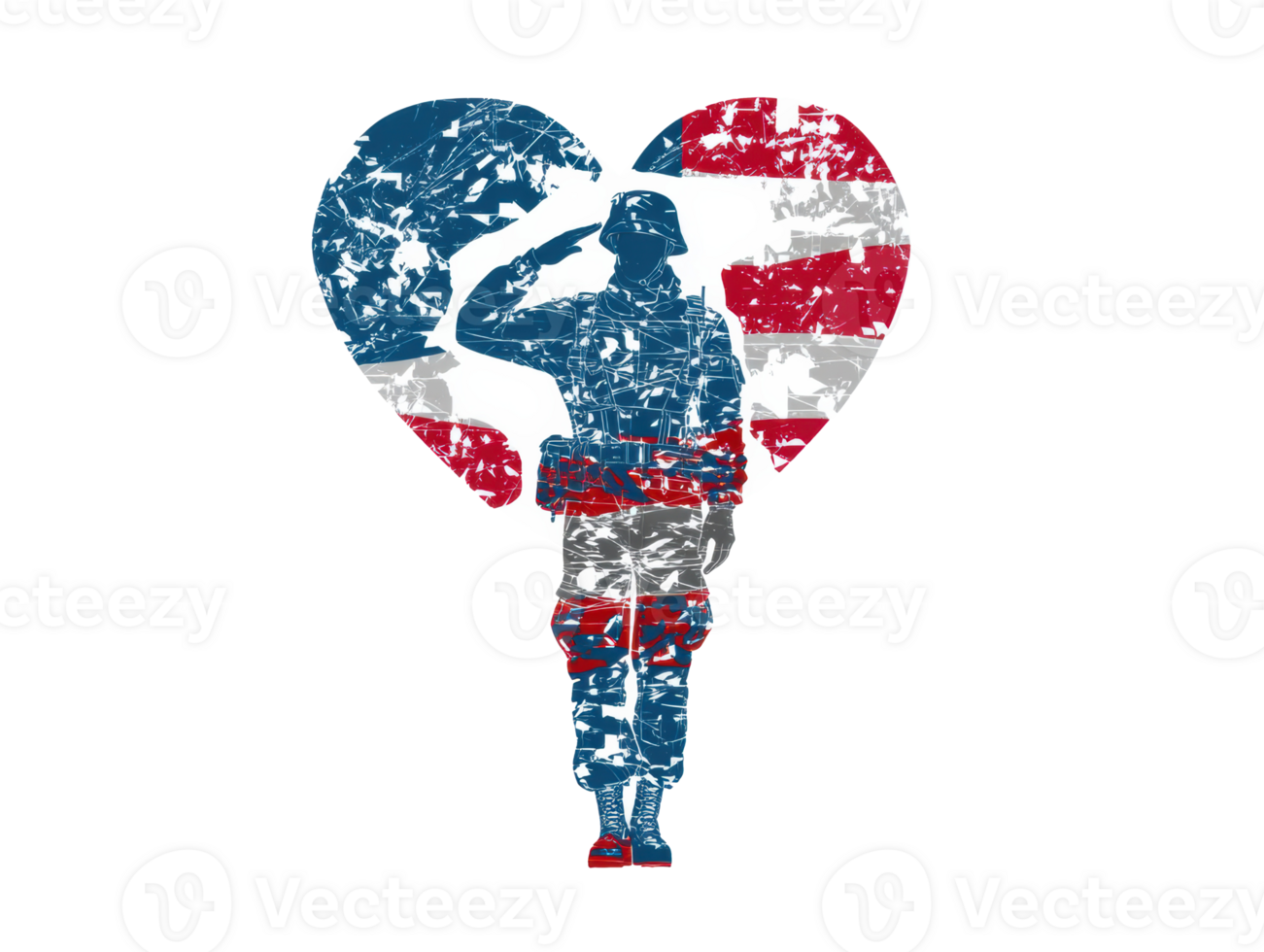 Saluting soldier in heart shape representing love and patriotism png