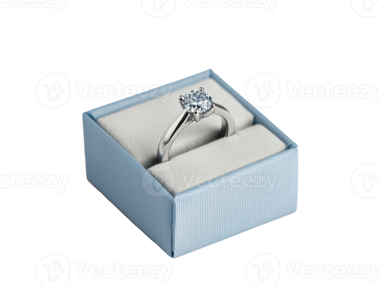 Elegant engagement ring in blue velvet box for special occasions png
