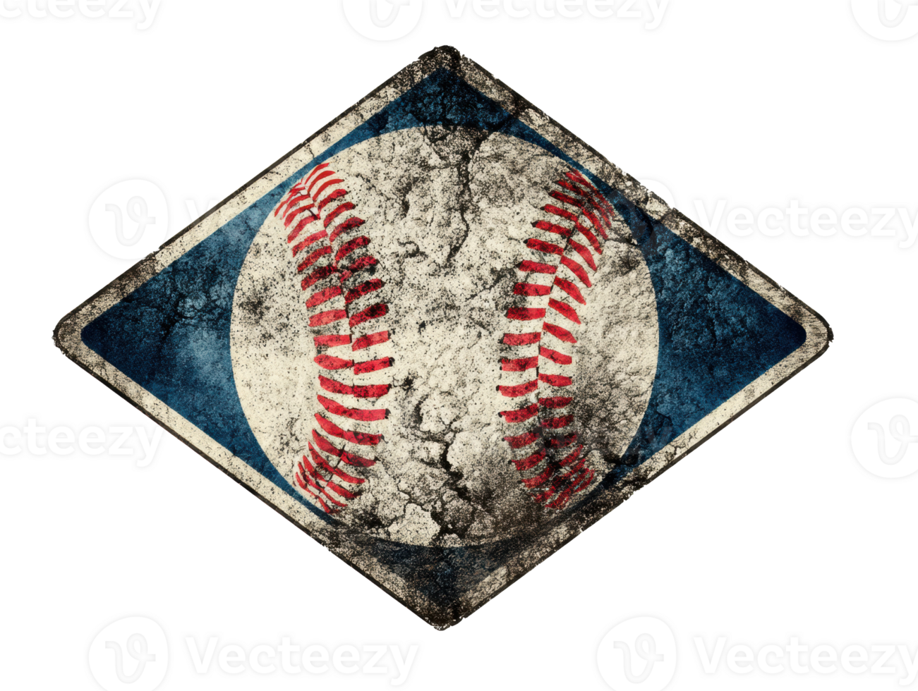 Vintage baseball design with a worn texture and blue background png
