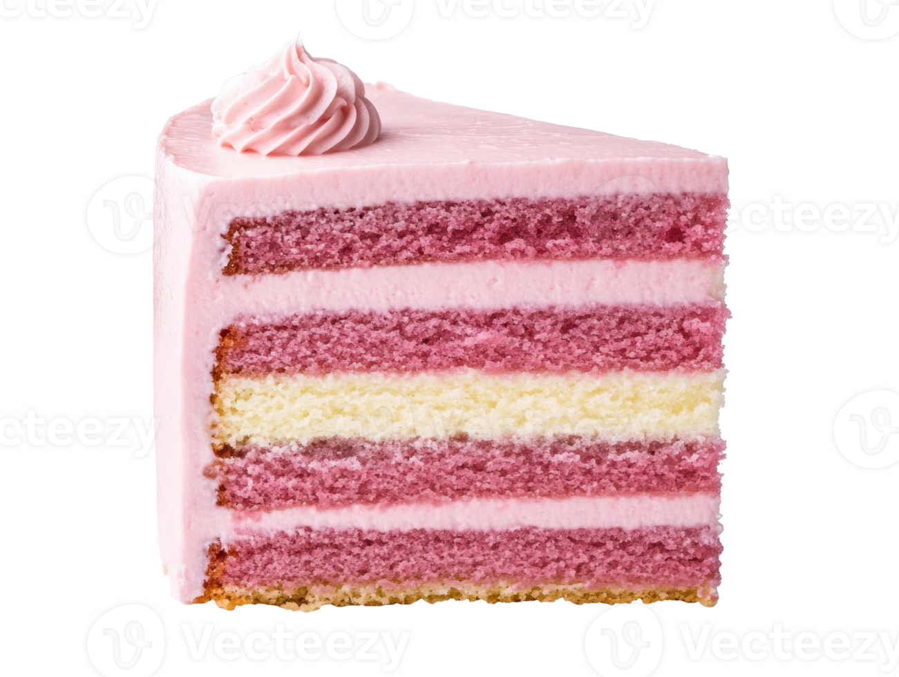 Delightful slice of layered pink cake for celebration png
