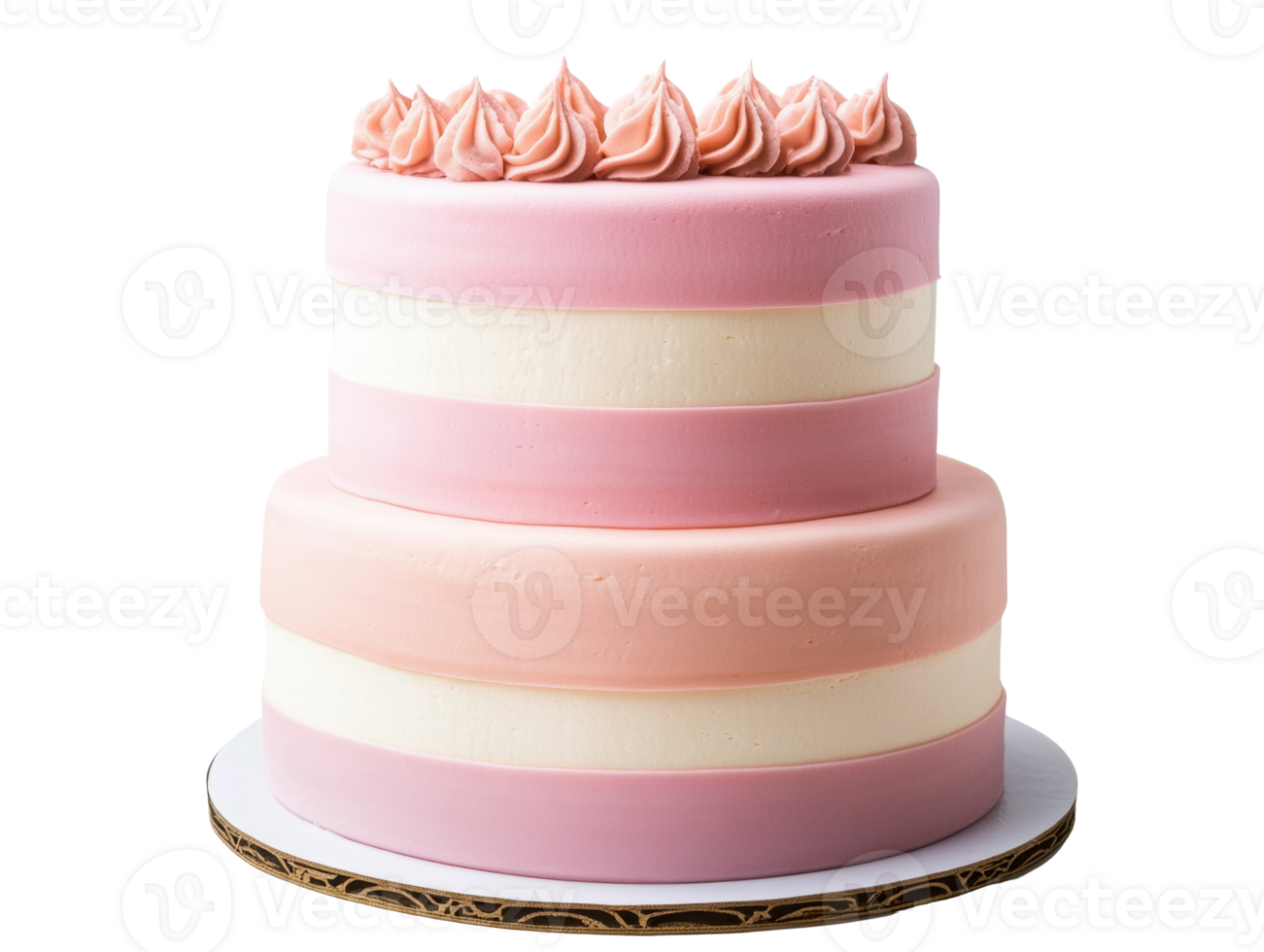 Elegant layered cake with pink frosting for celebrations and events png