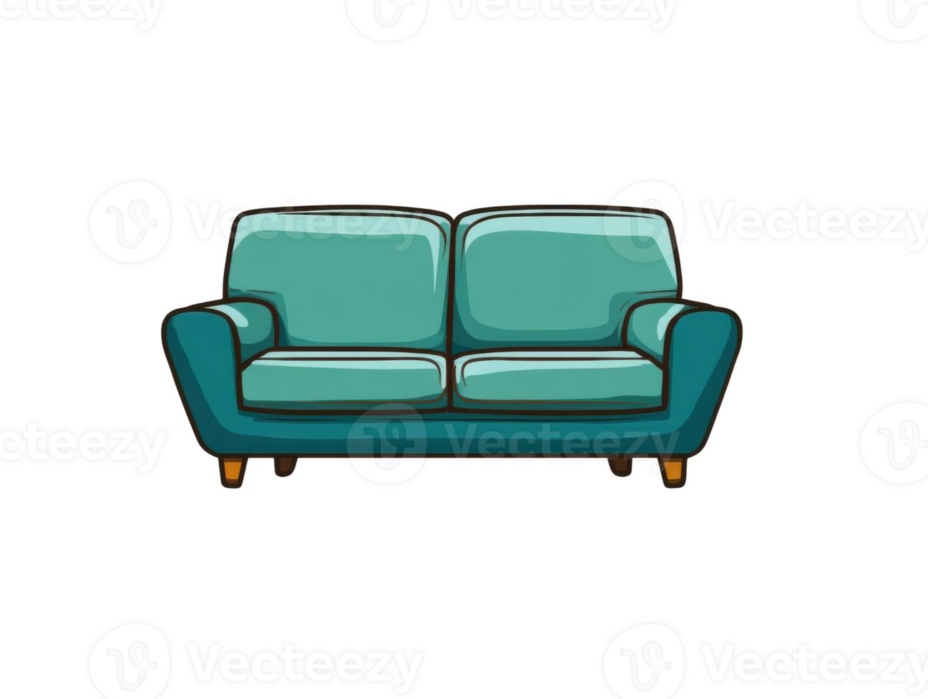 Cozy turquoise sofa designed for modern living spaces and relaxation png