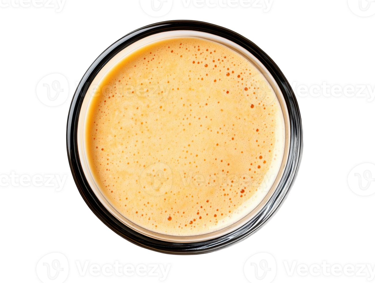 Smooth and creamy beverage topped with froth in a glass container png