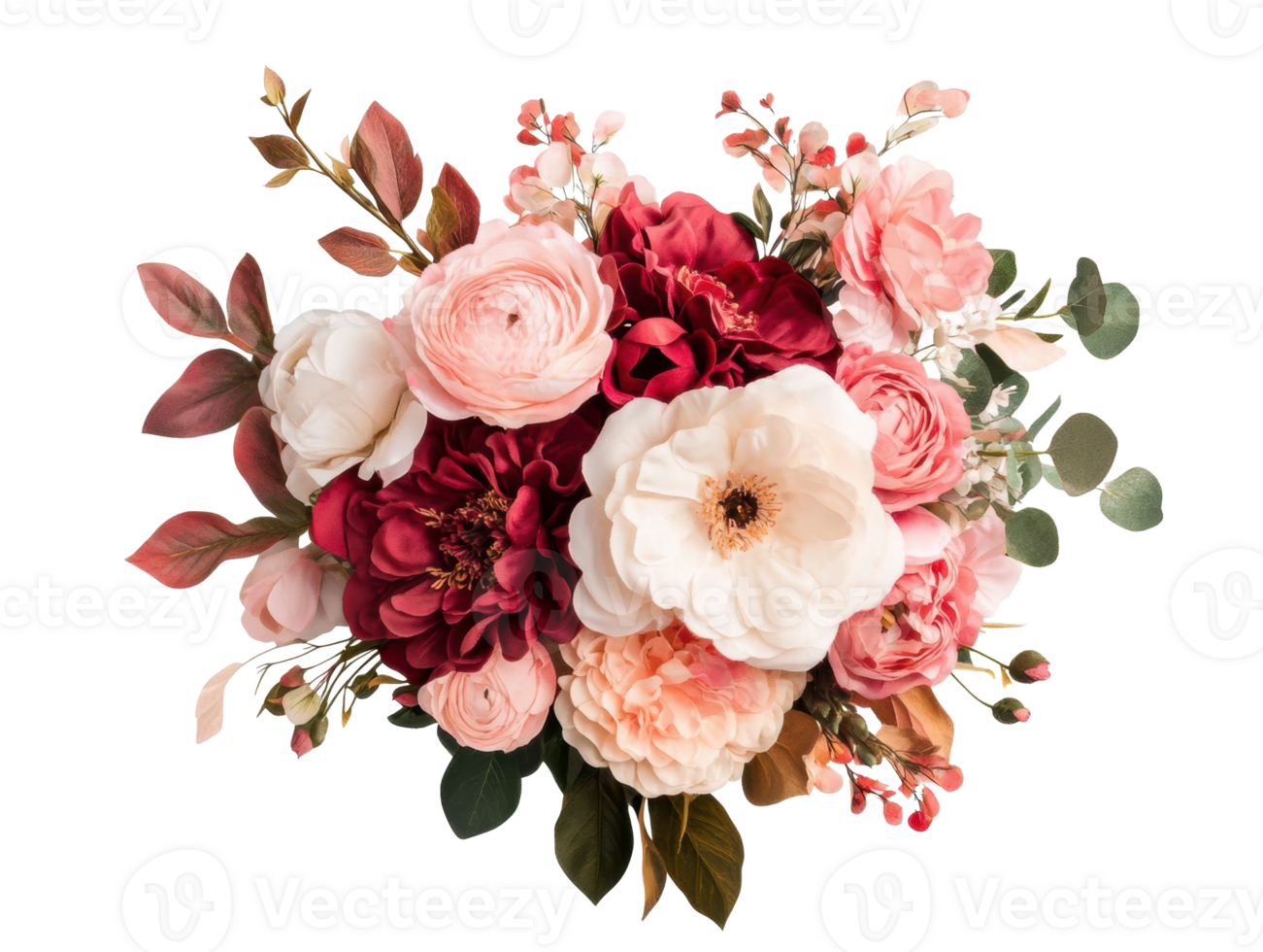 Floral arrangement showcasing vibrant blooms in soft hues for decor png