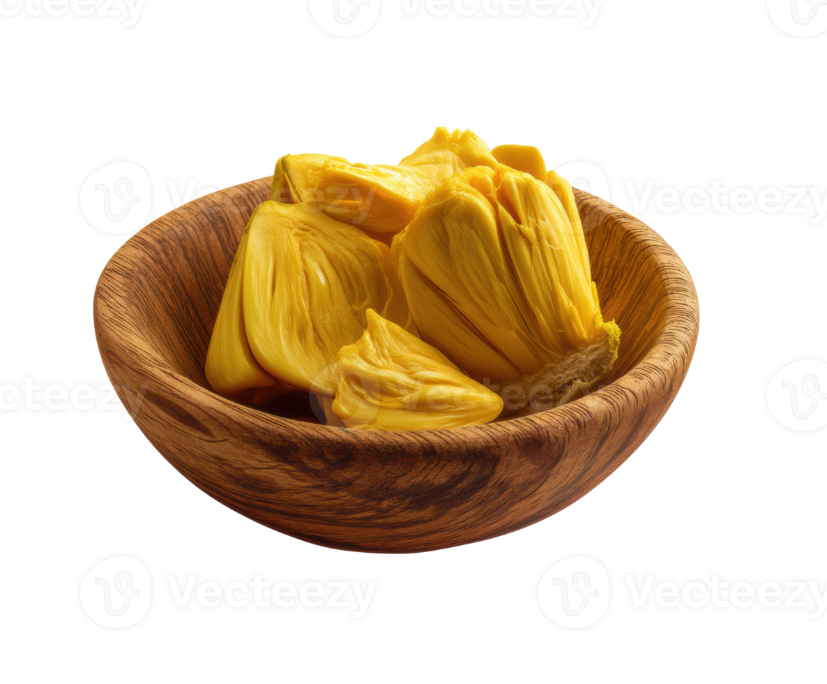 Fresh jackfruit pieces in a wooden bowl for healthy eating png