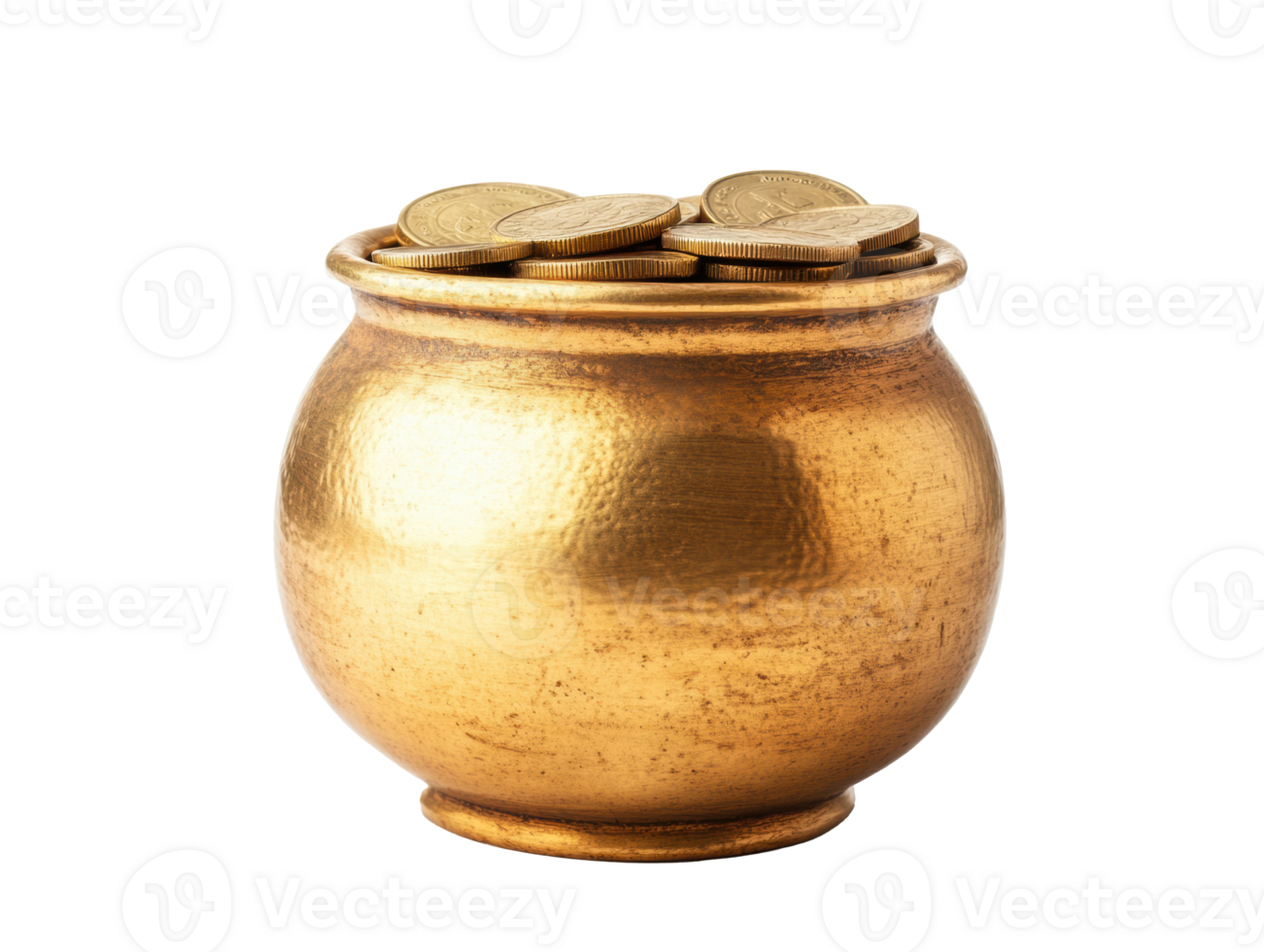 Gold pot filled with coins symbolizing wealth and prosperity png