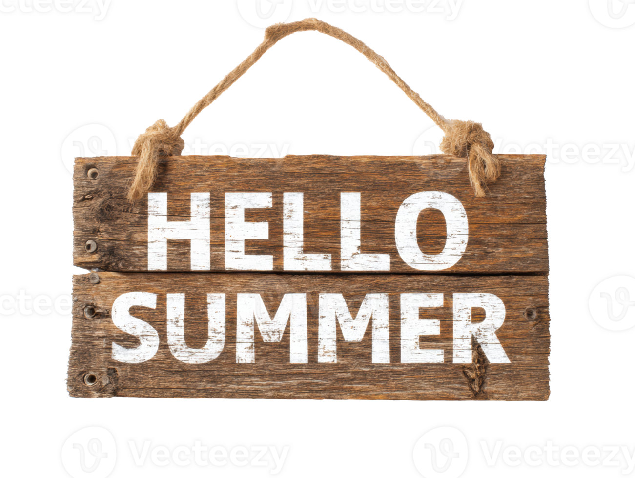 Welcome summer with rustic wooden sign displaying cheerful message png