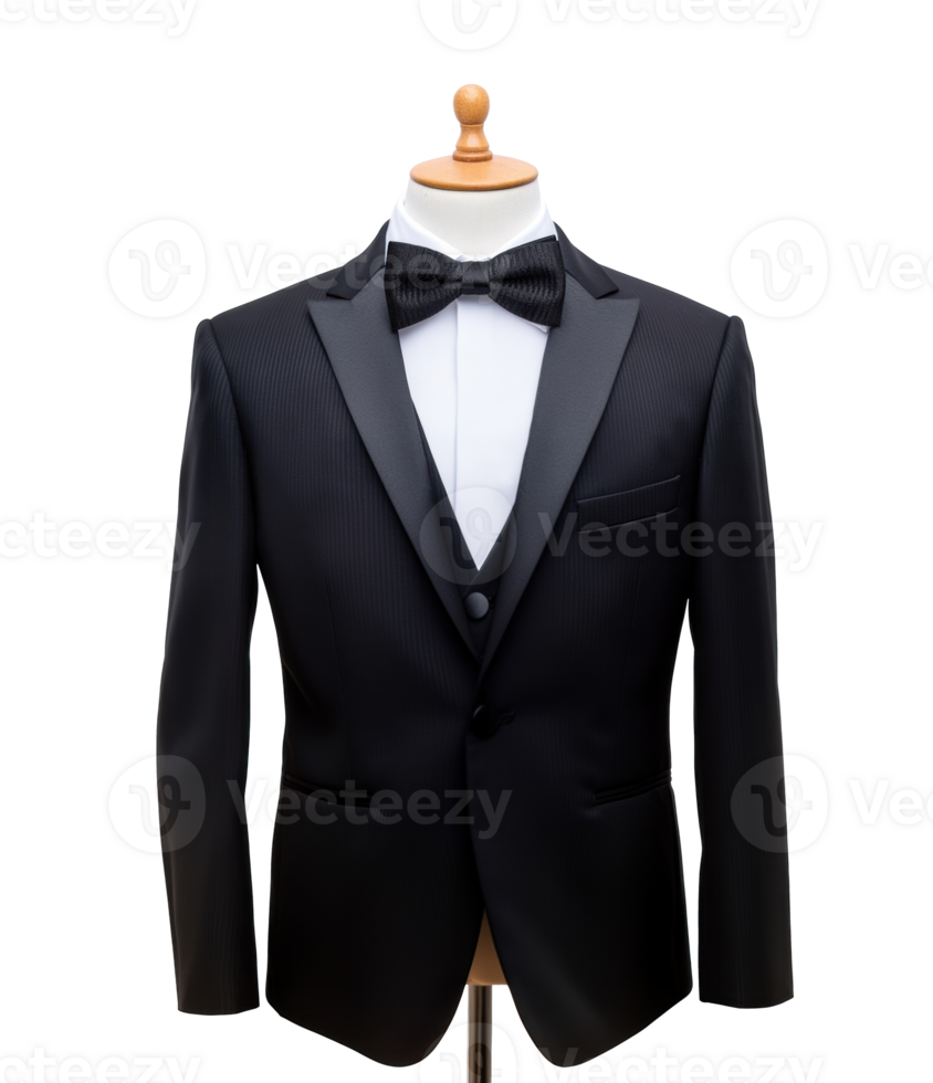 Elegant tuxedo on a mannequin designed for formal occasions and events png