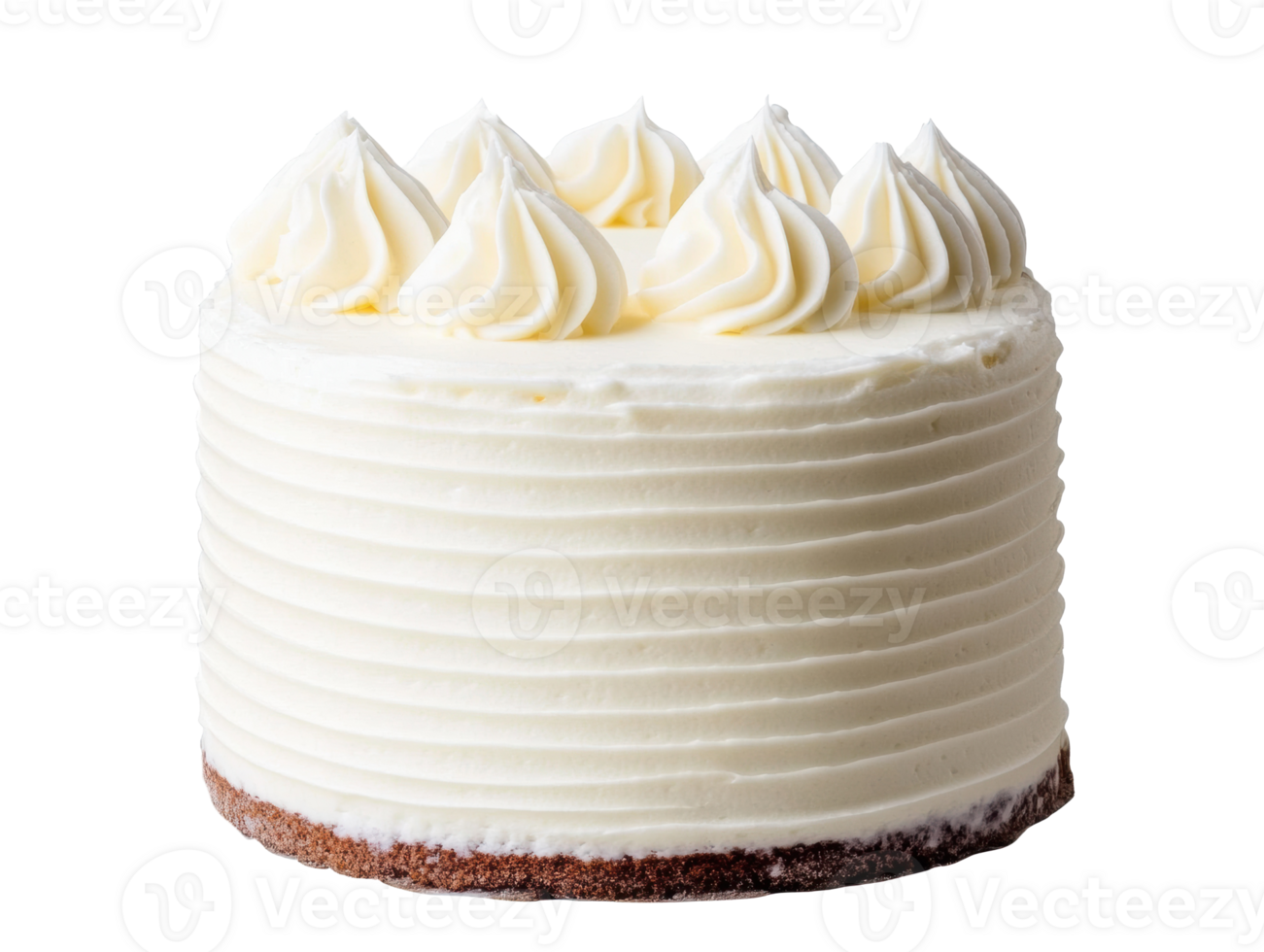 Creamy vanilla cake decorated with swirls of icing for celebrations png