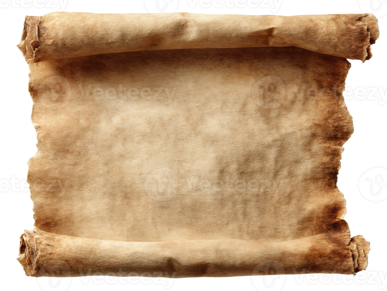 Ancient parchment scroll with aged texture for design and craft use png