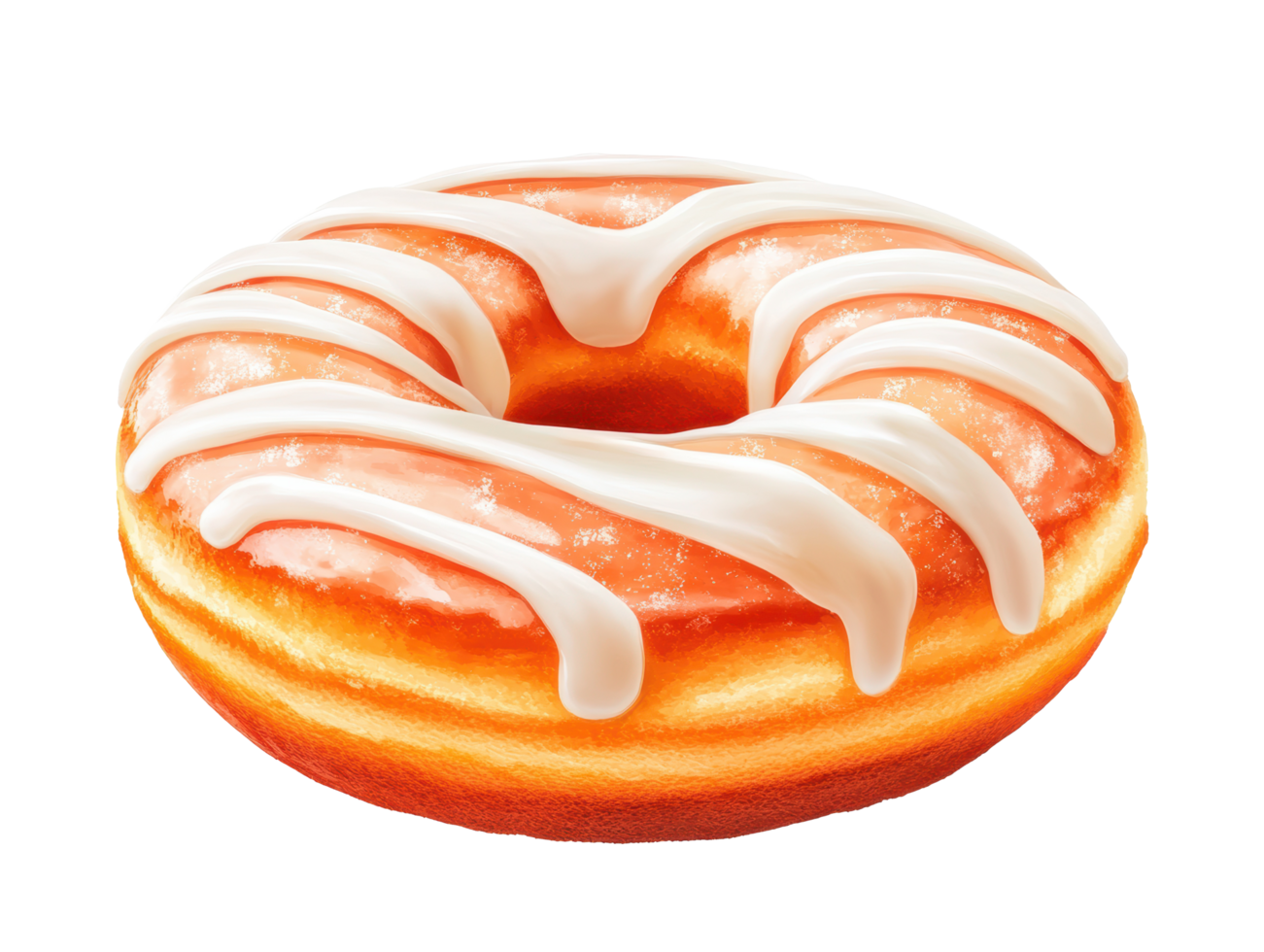 Sweet glazed donut with icing perfect for dessert or snack png