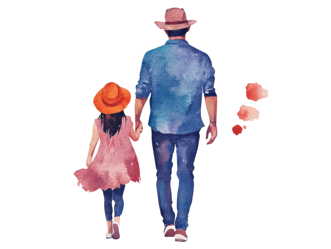 Father and daughter walking together in a joyful moment png