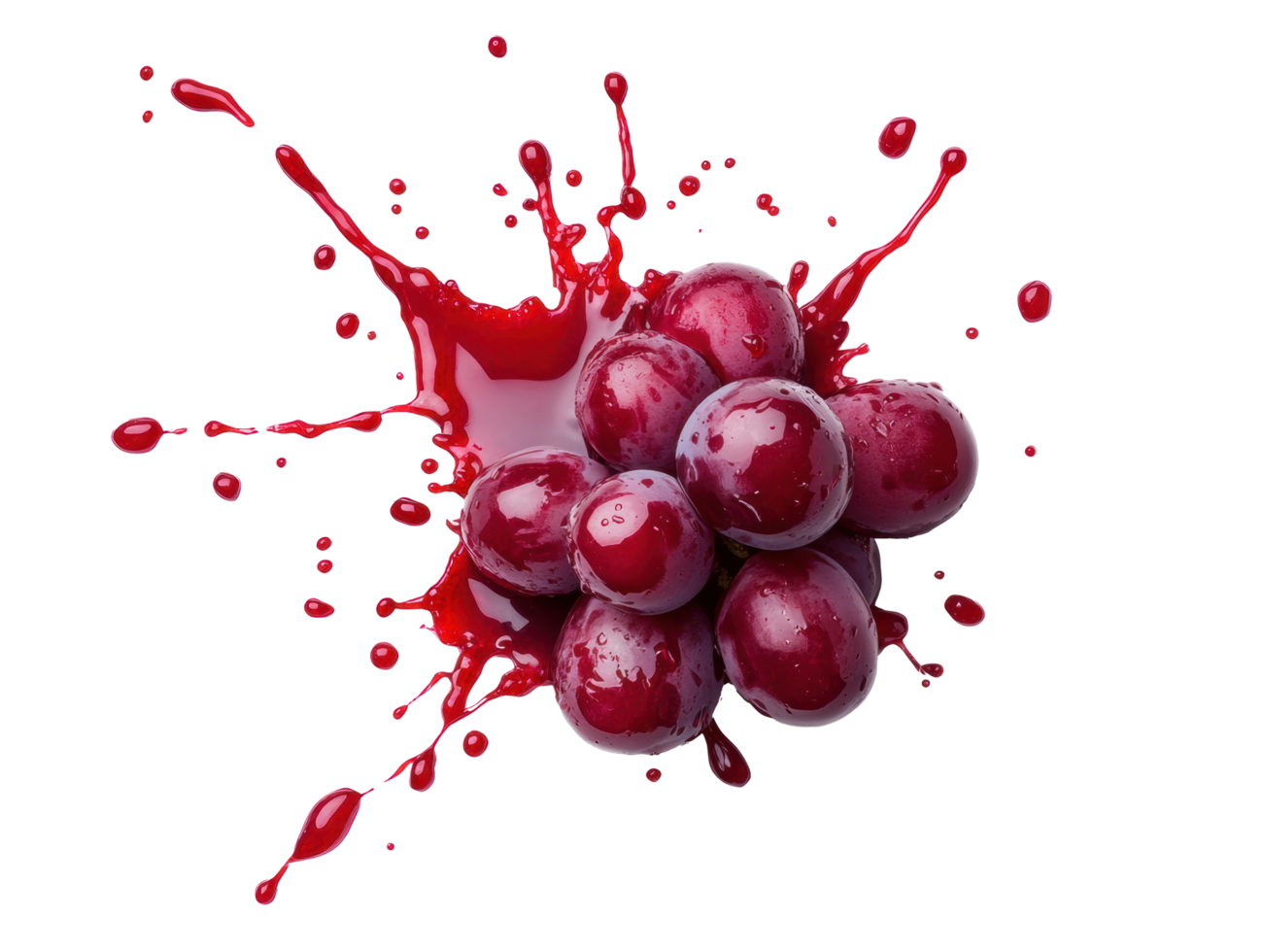 Fresh grapes with splashes of juice for creative design projects png