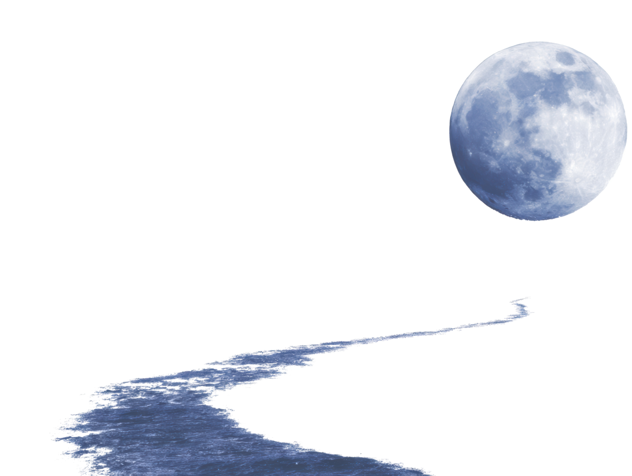 Tranquil night sky with a glowing moon and serene water path png