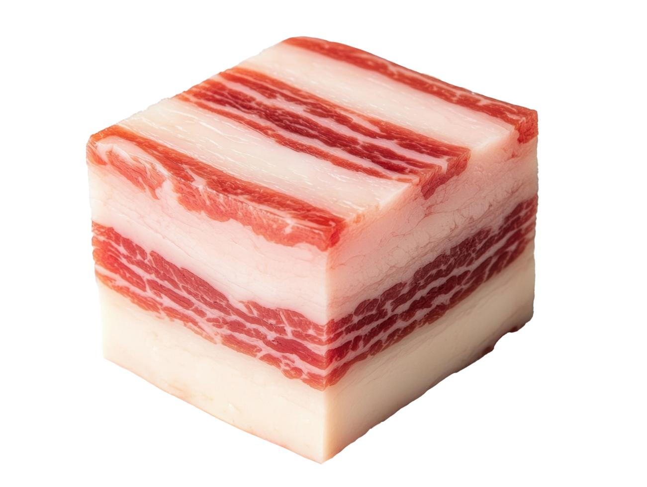 Fresh cut pork belly demonstrating layered fat and meat texture png