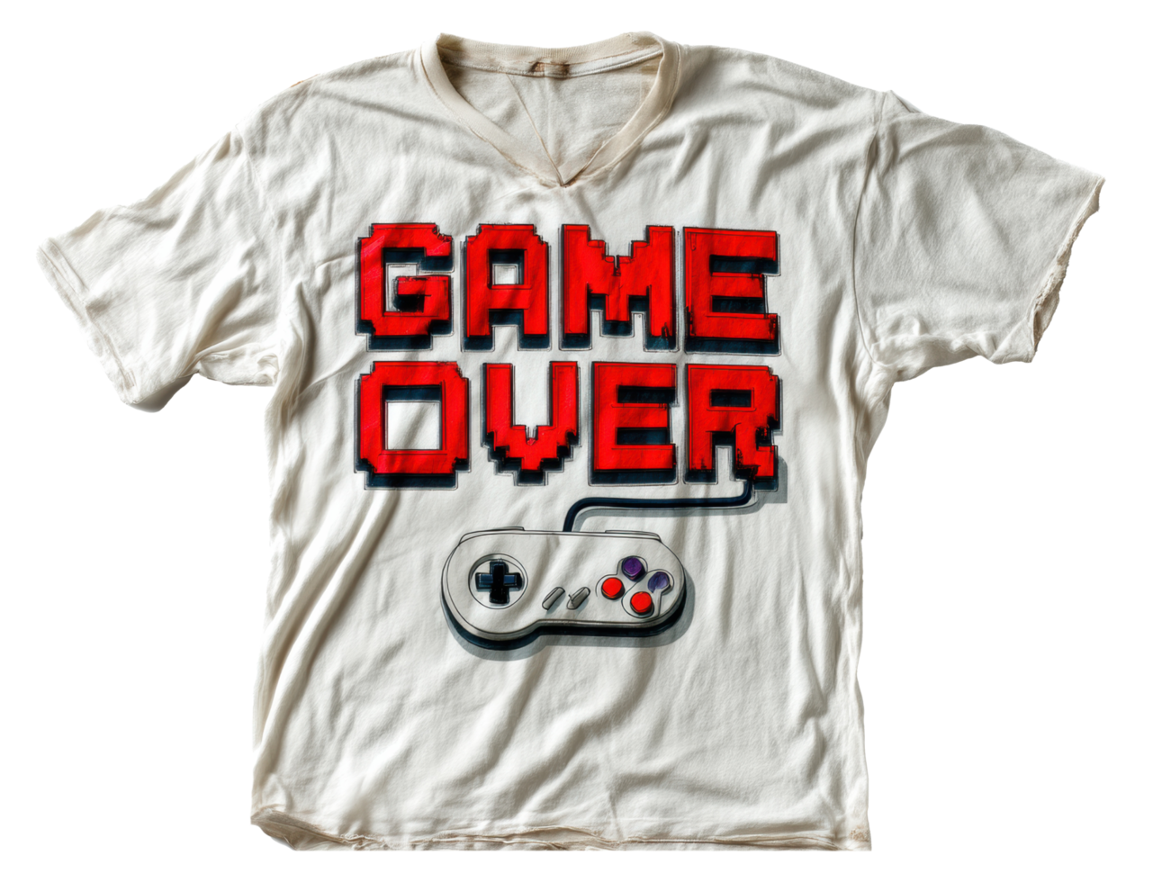 Graphic t-shirt featuring game over design for gaming enthusiasts png