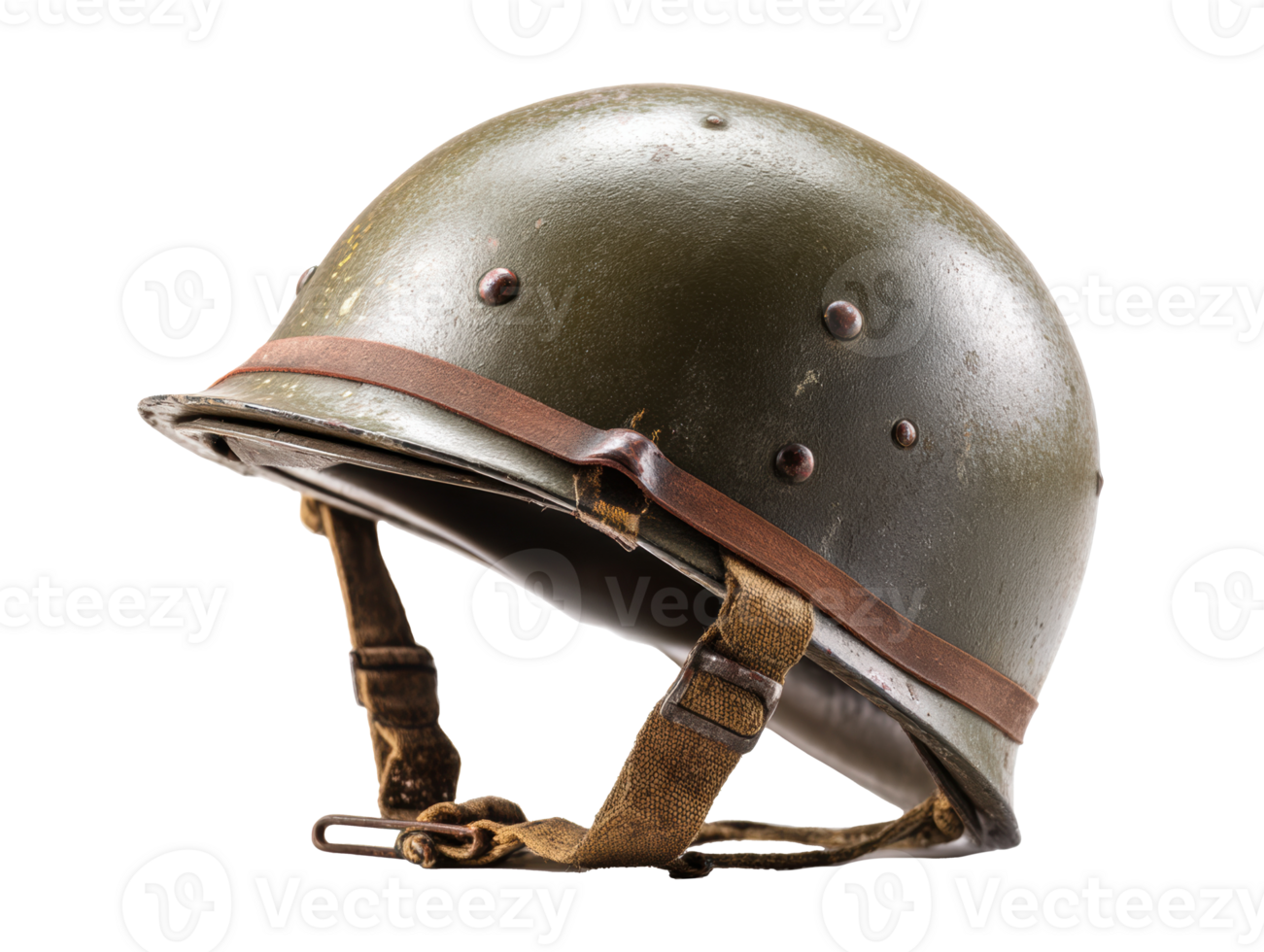 Vintage army helmet with wear, ideal for display png