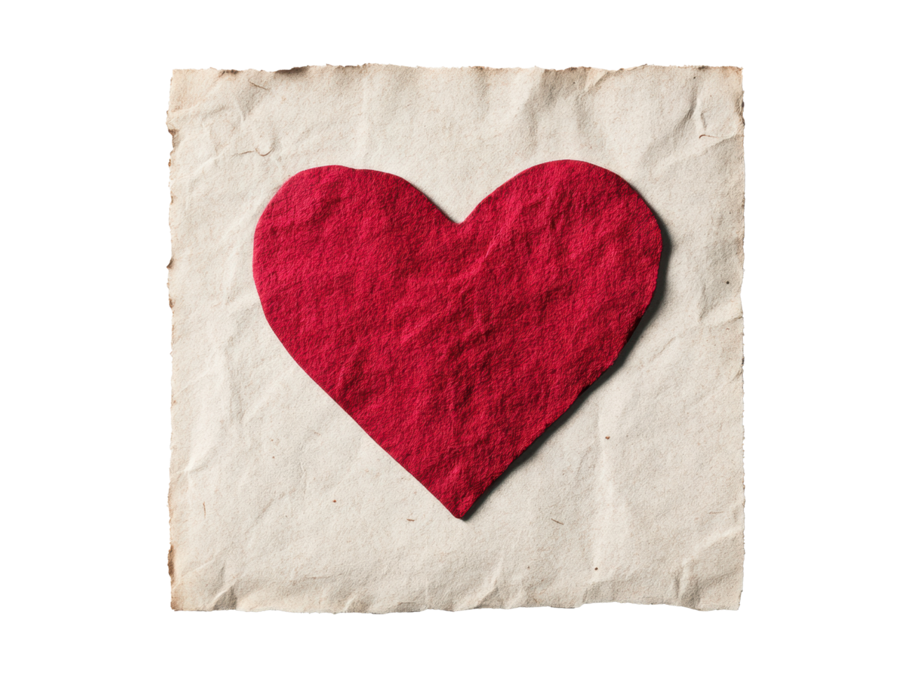 Creative red heart on textured paper for love theme design png