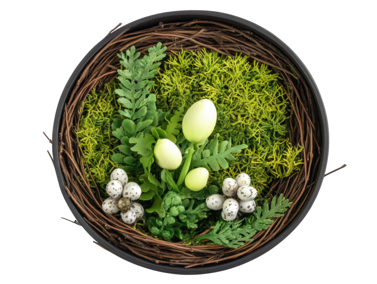 Spring nature arrangement in decorative nest for fresh decor ideas png