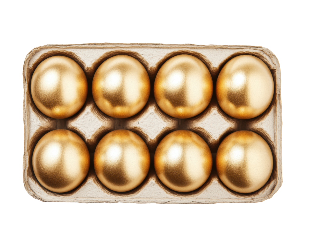 Golden eggs in carton arranged for Easter decoration and celebration png