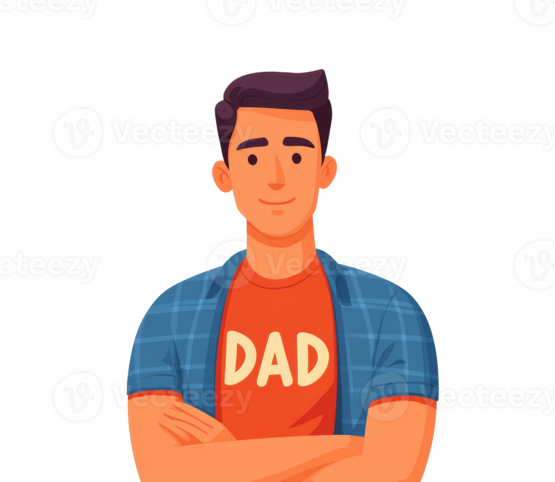 Illustration of a proud dad wearing a casual outfit and smiling png